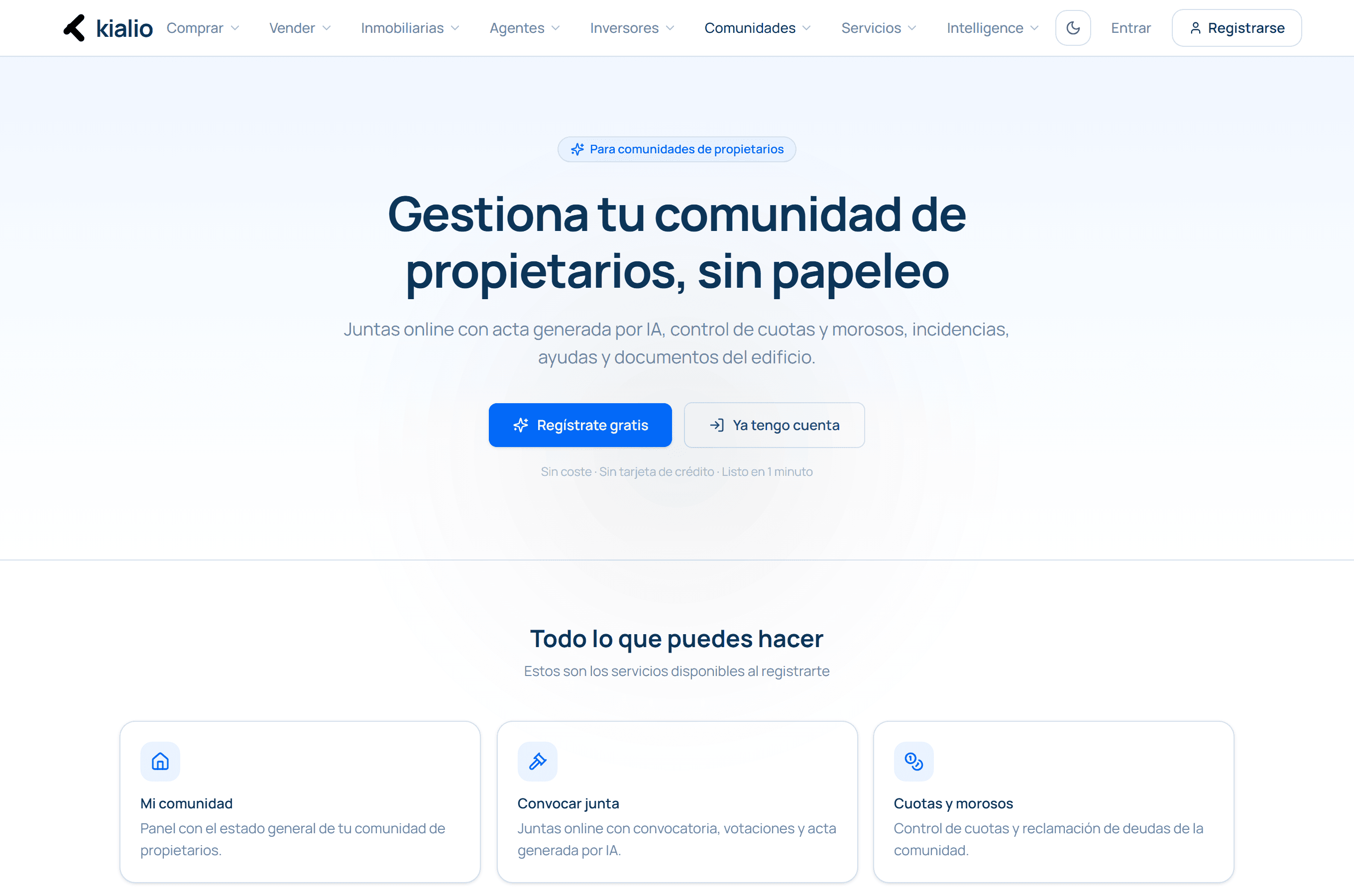 Panel de gestión de una comunidad de propietarios en Kialio